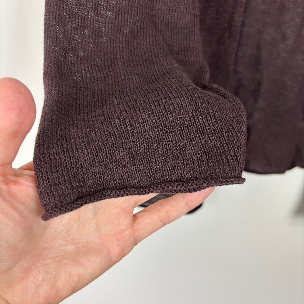 Eileen Fisher Chocolate Brown 100% Linen Cardigan *no size* approx XL - Picture 5 of 8